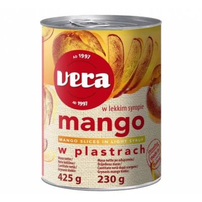 Mango strips in syrup, 425 g / 230 g, VERA
